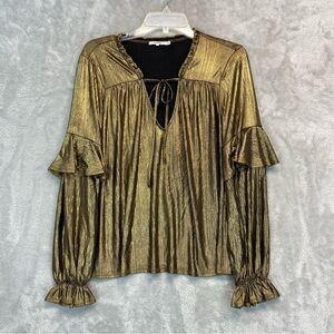 TULAROSA Gold Metallic Women's Top Size S